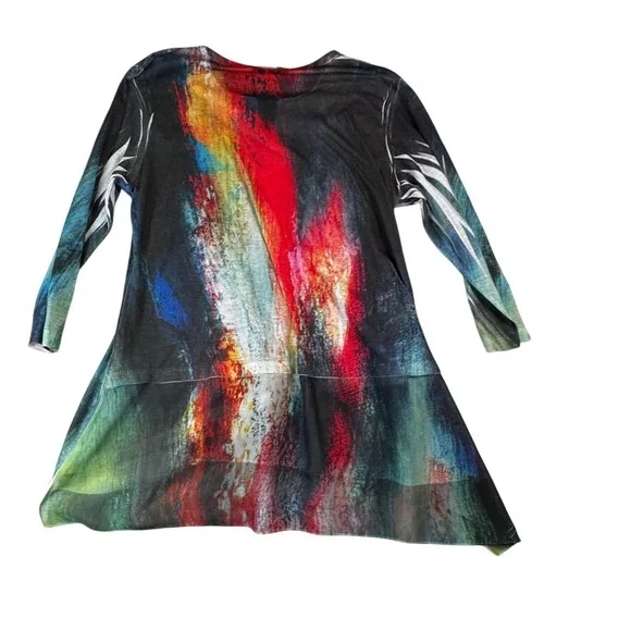 Jess &‎ Jane Abstract Print Tunic Top Womens Size S Multicolor Made in USA - Picture 2 of 7